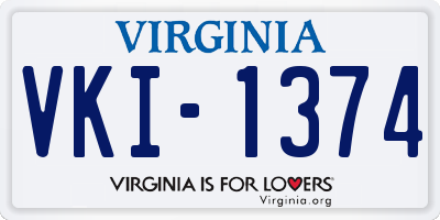 VA license plate VKI1374