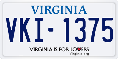 VA license plate VKI1375