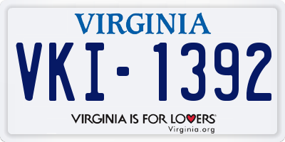 VA license plate VKI1392