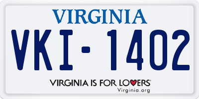 VA license plate VKI1402