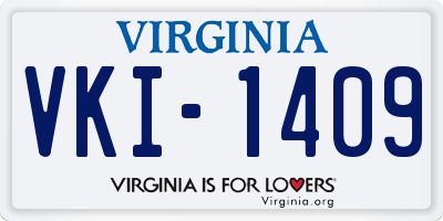 VA license plate VKI1409