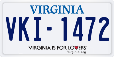 VA license plate VKI1472