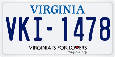 VA license plate VKI1478