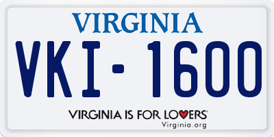 VA license plate VKI1600