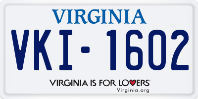 VA license plate VKI1602