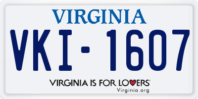 VA license plate VKI1607
