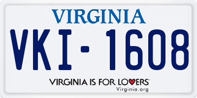 VA license plate VKI1608
