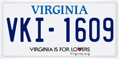 VA license plate VKI1609