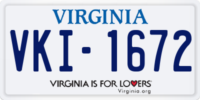 VA license plate VKI1672