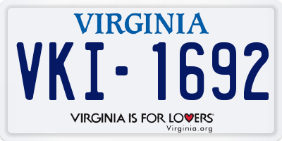 VA license plate VKI1692
