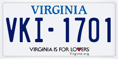 VA license plate VKI1701