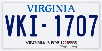 VA license plate VKI1707