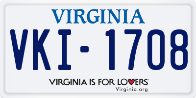VA license plate VKI1708