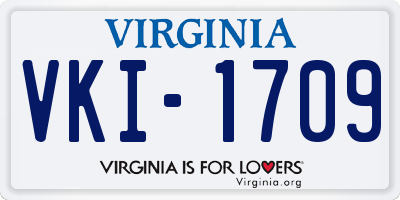 VA license plate VKI1709