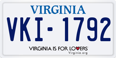 VA license plate VKI1792