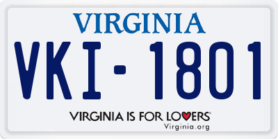 VA license plate VKI1801