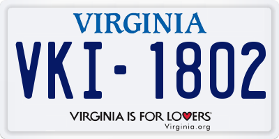 VA license plate VKI1802