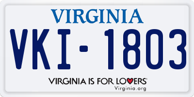 VA license plate VKI1803