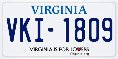 VA license plate VKI1809