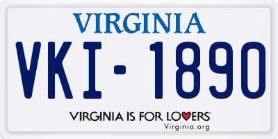 VA license plate VKI1890