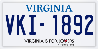 VA license plate VKI1892