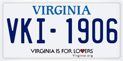 VA license plate VKI1906