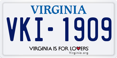 VA license plate VKI1909