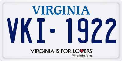 VA license plate VKI1922