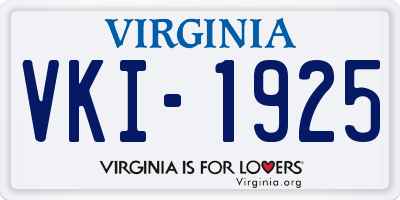 VA license plate VKI1925