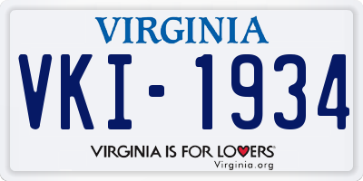 VA license plate VKI1934
