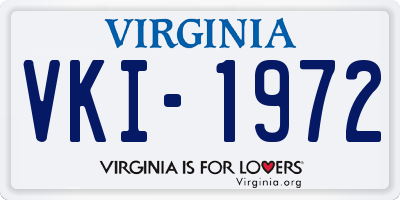 VA license plate VKI1972