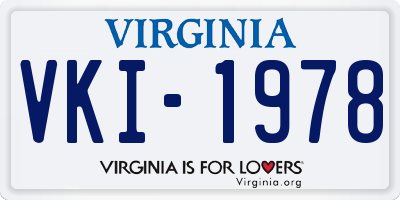 VA license plate VKI1978