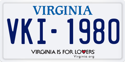 VA license plate VKI1980