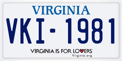 VA license plate VKI1981