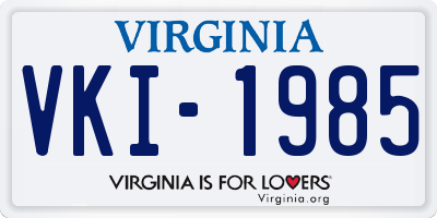 VA license plate VKI1985