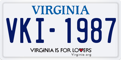 VA license plate VKI1987