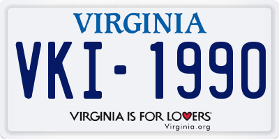 VA license plate VKI1990