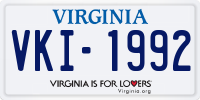 VA license plate VKI1992