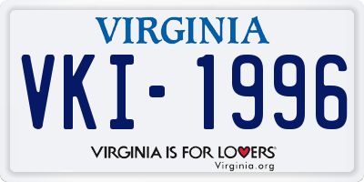 VA license plate VKI1996