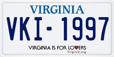 VA license plate VKI1997