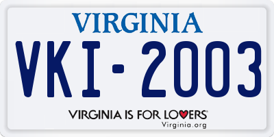VA license plate VKI2003