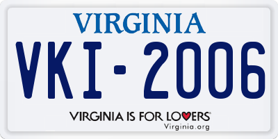 VA license plate VKI2006