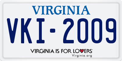 VA license plate VKI2009