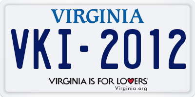 VA license plate VKI2012