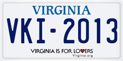 VA license plate VKI2013