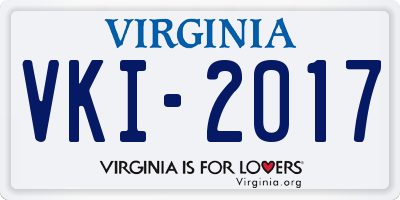 VA license plate VKI2017