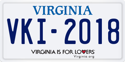 VA license plate VKI2018