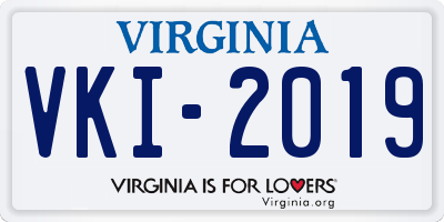 VA license plate VKI2019