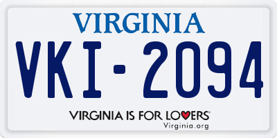 VA license plate VKI2094