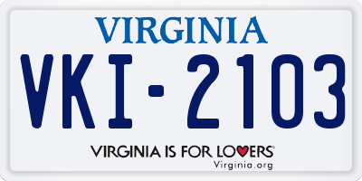 VA license plate VKI2103